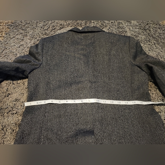 Calvin Klein Womens Petites Herringbone One-Button Blazer Black-Ivory Sz 8 - Picture 10 of 11